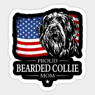 Proud Bearded Collie Mom American Flag patriotic gift dog Sticker